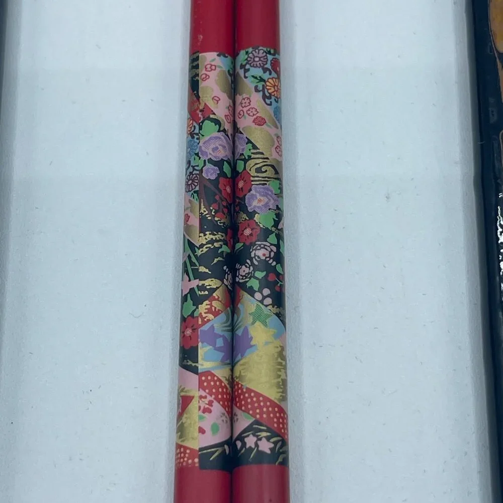3 Sets Japanese Vintage Black Lacquer Abalone Inlay Chopsticks Mother Of Pearl